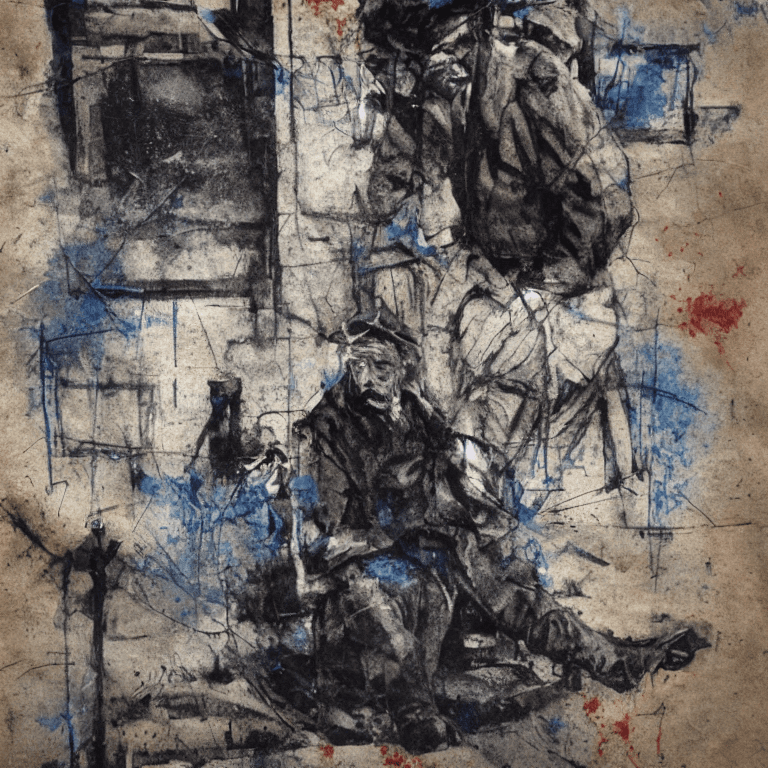 AI generated: (splashing blue and red stains), (((value study))) multi-layered composition from 1900s in the style...