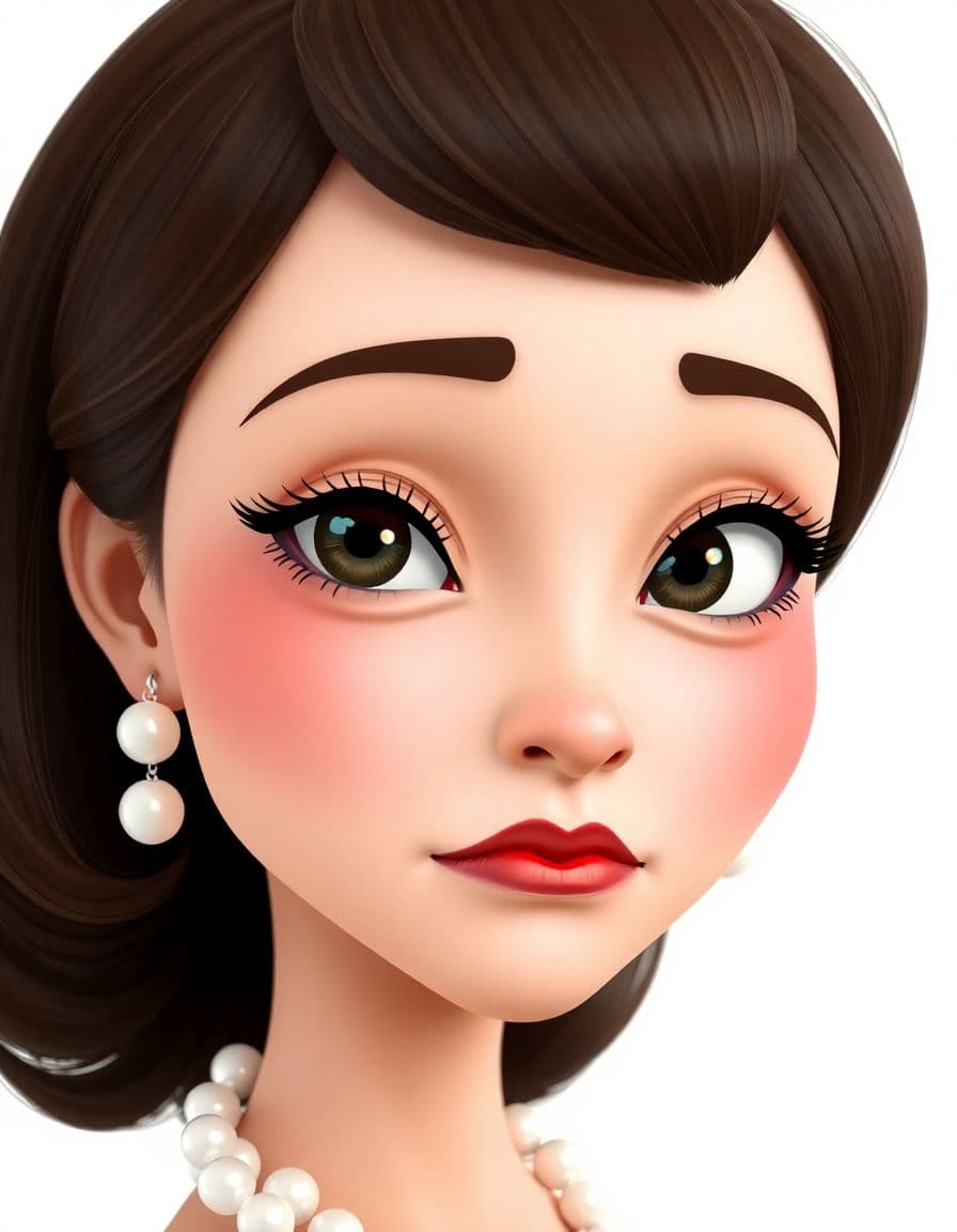 AI generated: whimsical Realistic illustration, bryce 3D, with a big head shots, extra closed-up shot from a low A...