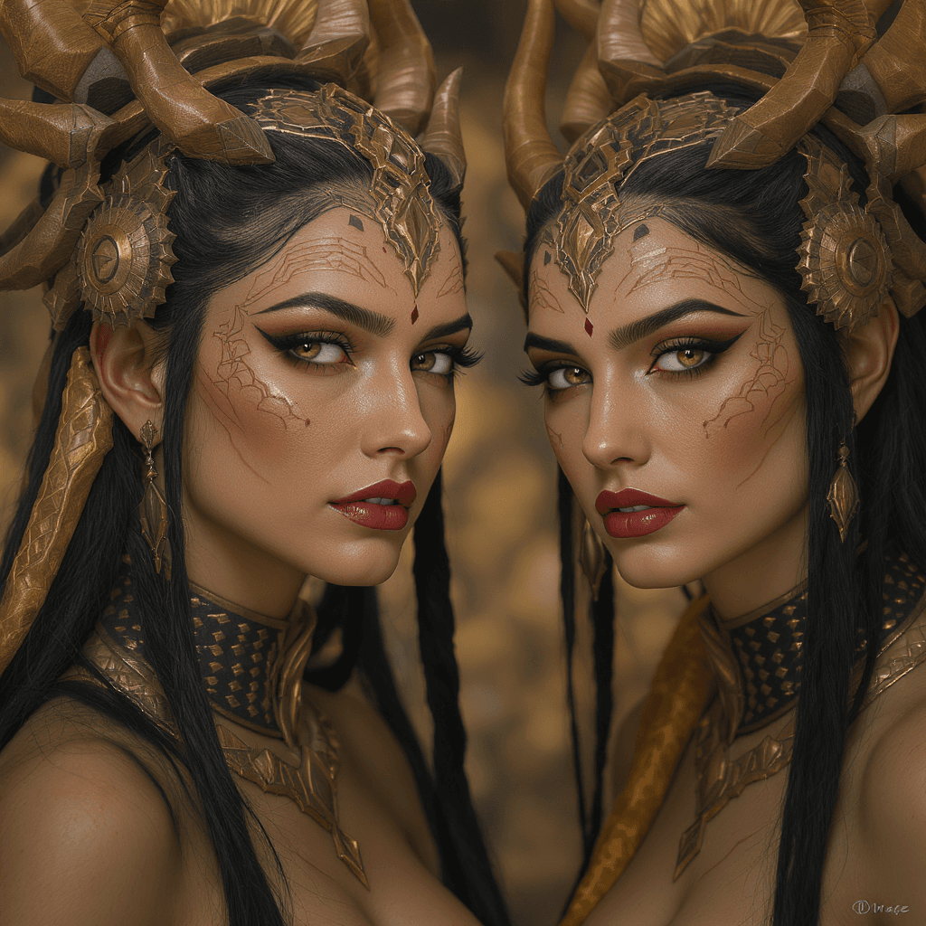 AI generated: mage is a digital artwork in a fantasy style, featuring two women preistest of the sun with intricat...