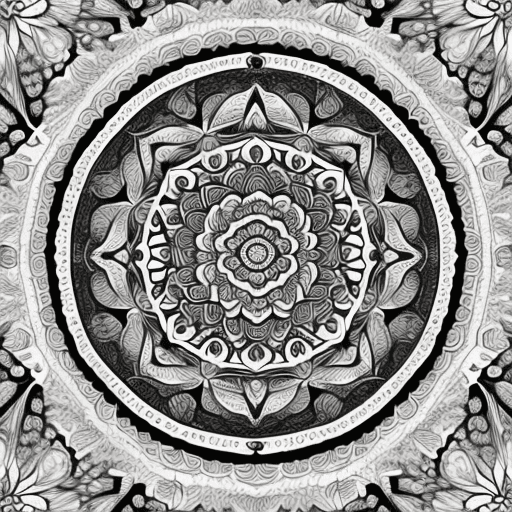 AI generated: high resolution b/w professional mandalas for  relaxing while colouring it