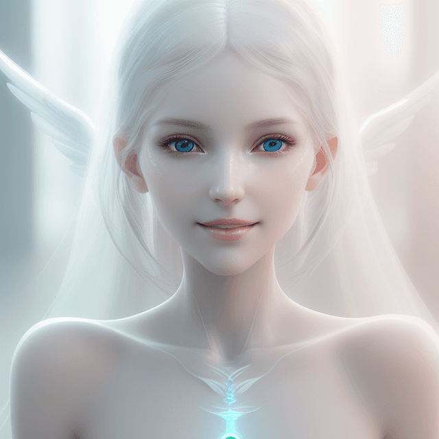 AI generated: ethereal and clean portrait of a woman character Unreal Engine 5, pristine glass-like face skin qual...
