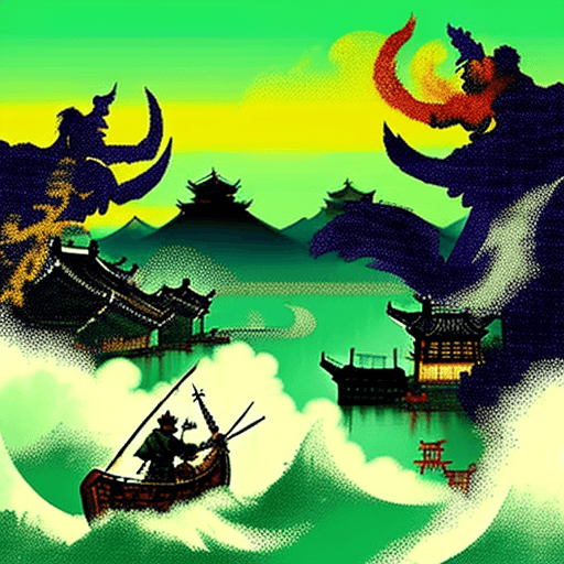 AI generated: Two 20th century vikings attacking Suzhou, in the style of van Gogh
