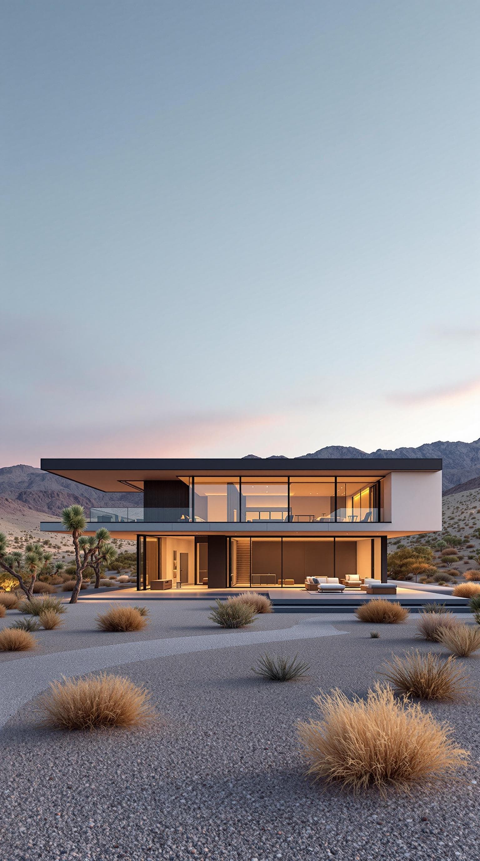 AI generated: 
minimalist modern villa in Mojave desert, archdaily front page, award-winning design, ultra realist...