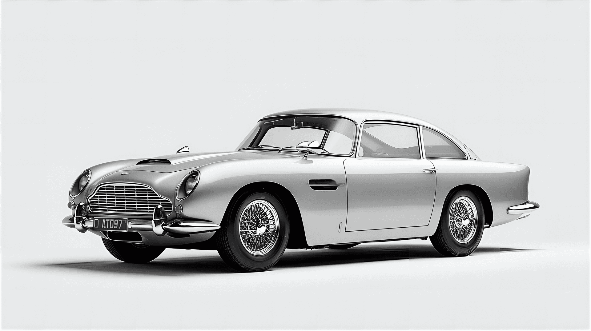 AI generated: beautifully rendered 1964 Aston Martin DB5, featuring its sleek British sports car design,
wire whe...