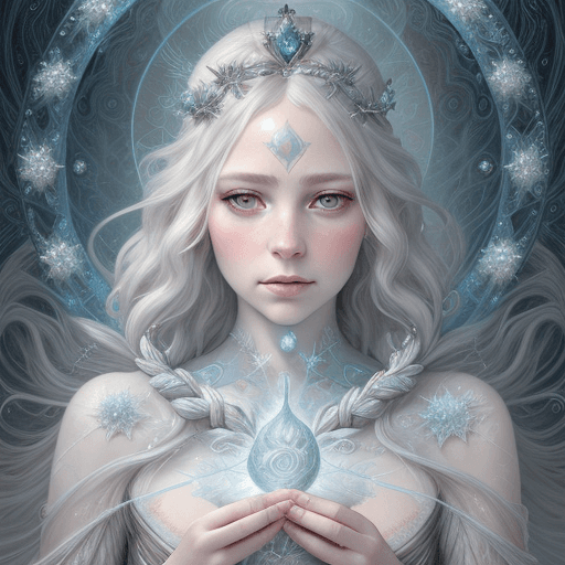 AI generated: Beautiful Delicate Detailed full head portrait of the queen of winter, With Magical grey eyes by Tom...