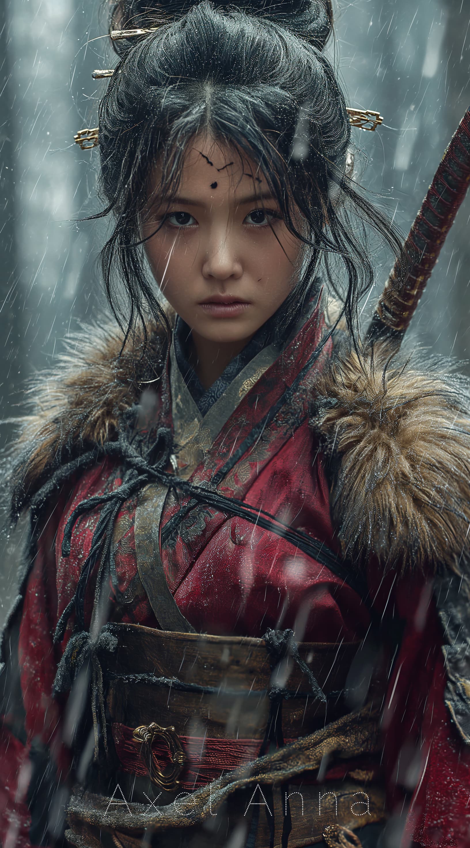 AI generated: he anime girl character holding a sword as an animal, fighting back, in the style of max rive, detai...