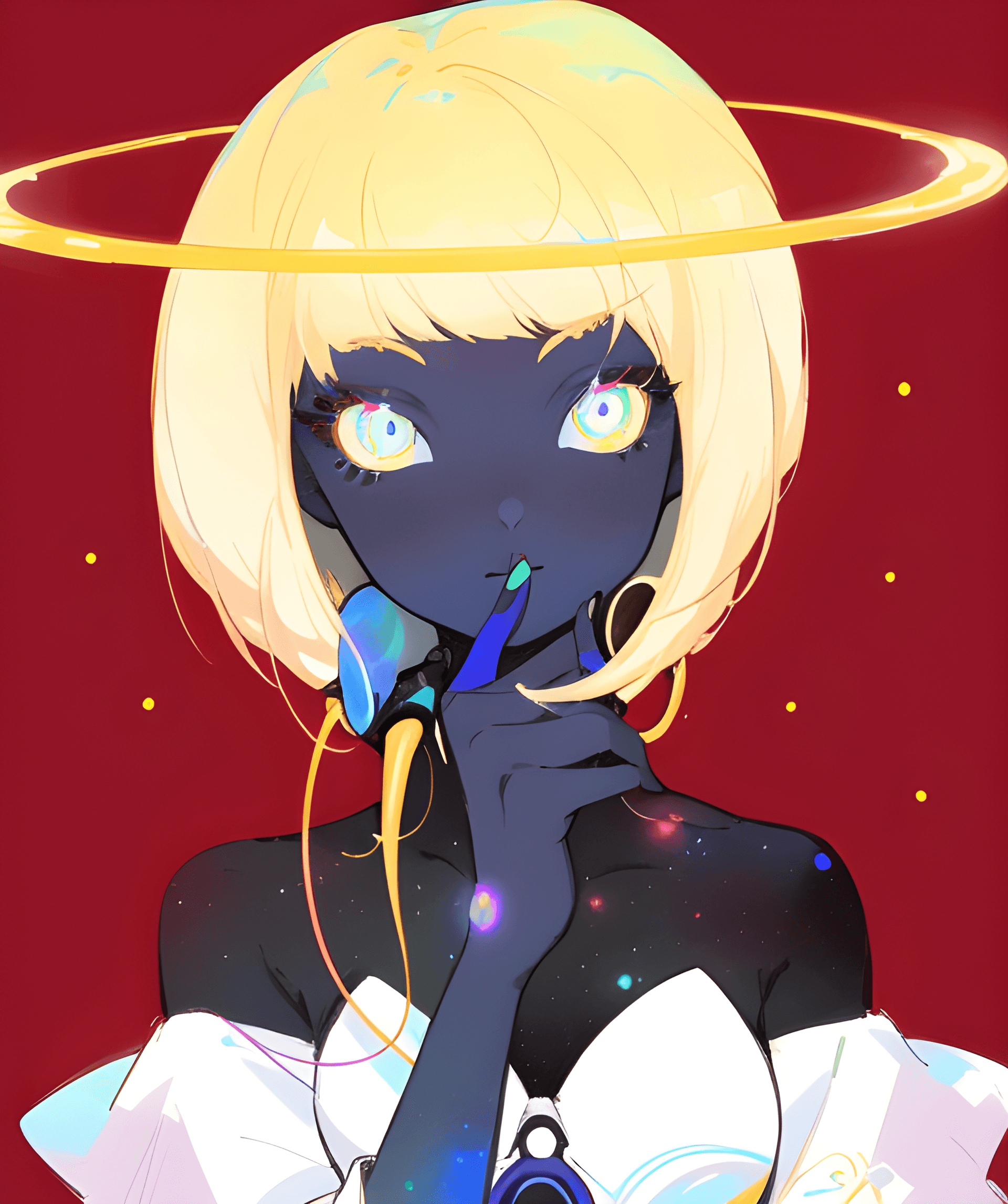 AI generated: a woman with a hula hoop on her head, by loish, pixiv contest winner, digital art, portrait of a spa...