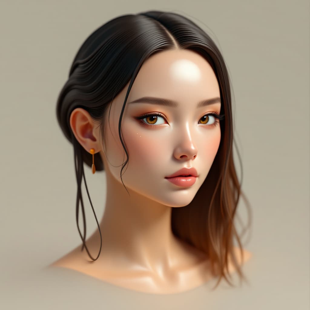 AI generated: Stunning female with a futuristic-looking face, in the style of fantastical contraptions, facing for...