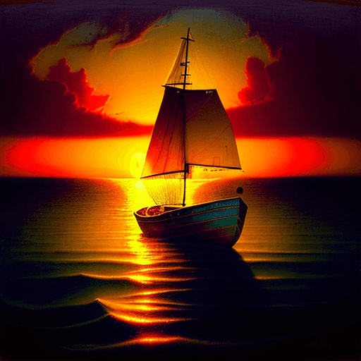 AI generated: a boat sitting in the water during sunset, in the style of agostino arrivabene, calm and serene beau...