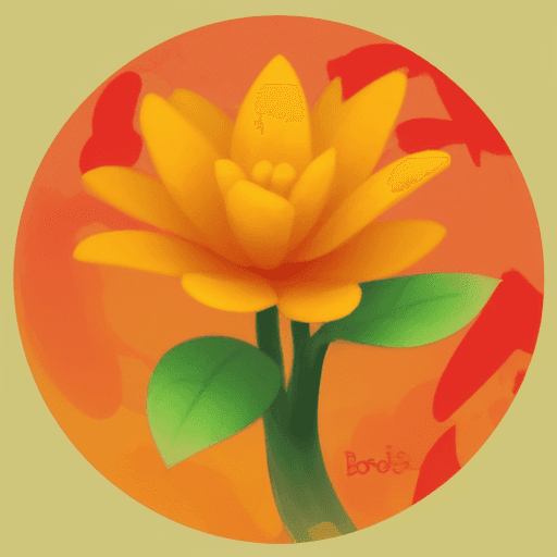 AI generated: crear una flor de 5 hojas, borde amarillo y fondo rojo, estilo comics