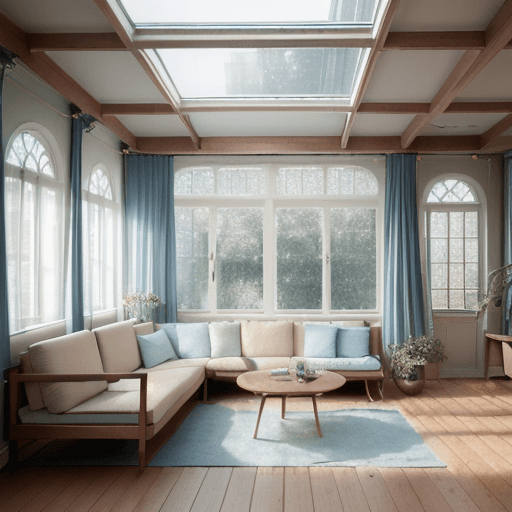 AI generated: High resolution photography interior design, dreamy sunken living room conversation pit, wooden floo...