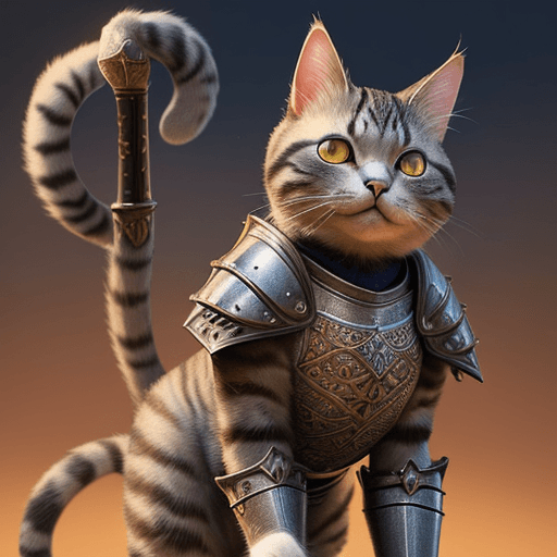 AI generated: Cat warrior, medieval armor, Pixar, Disney, majestic, intricate, proud, ready for battle --v 4