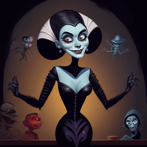 AI generated: a painting of alien with make up of Catrina, in the style of disney animation, pre-world war ii scho...