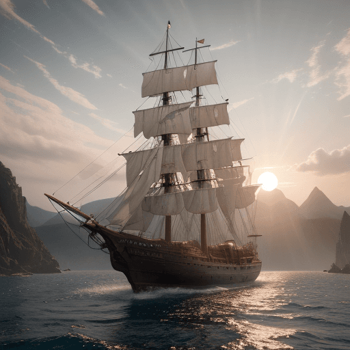 AI generated: Photo of a ultra realistic sailing ship, dramatic light, pale sunrise, cinematic lighting, battered,...