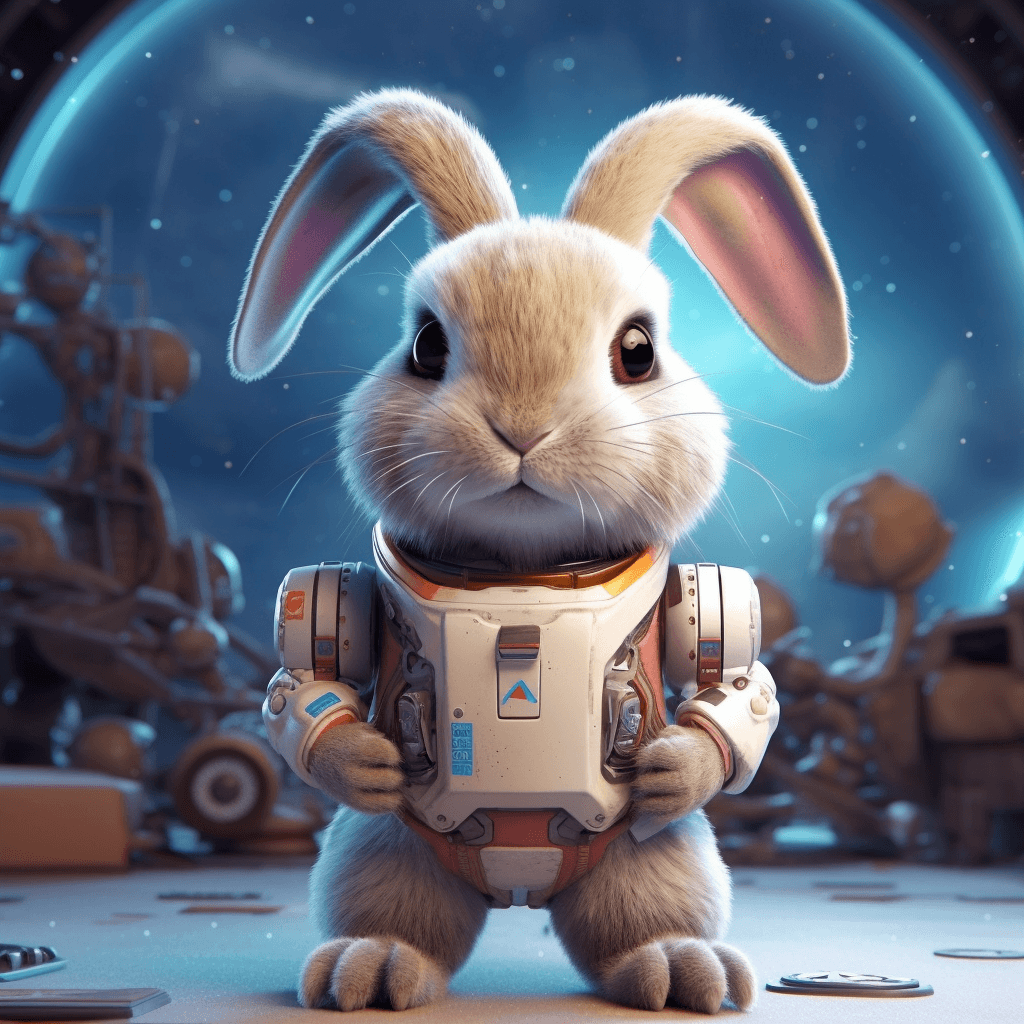 AI generated: ultra realist, 16k, sci-fi, space rabbit, chunky cute rabbit, very cute