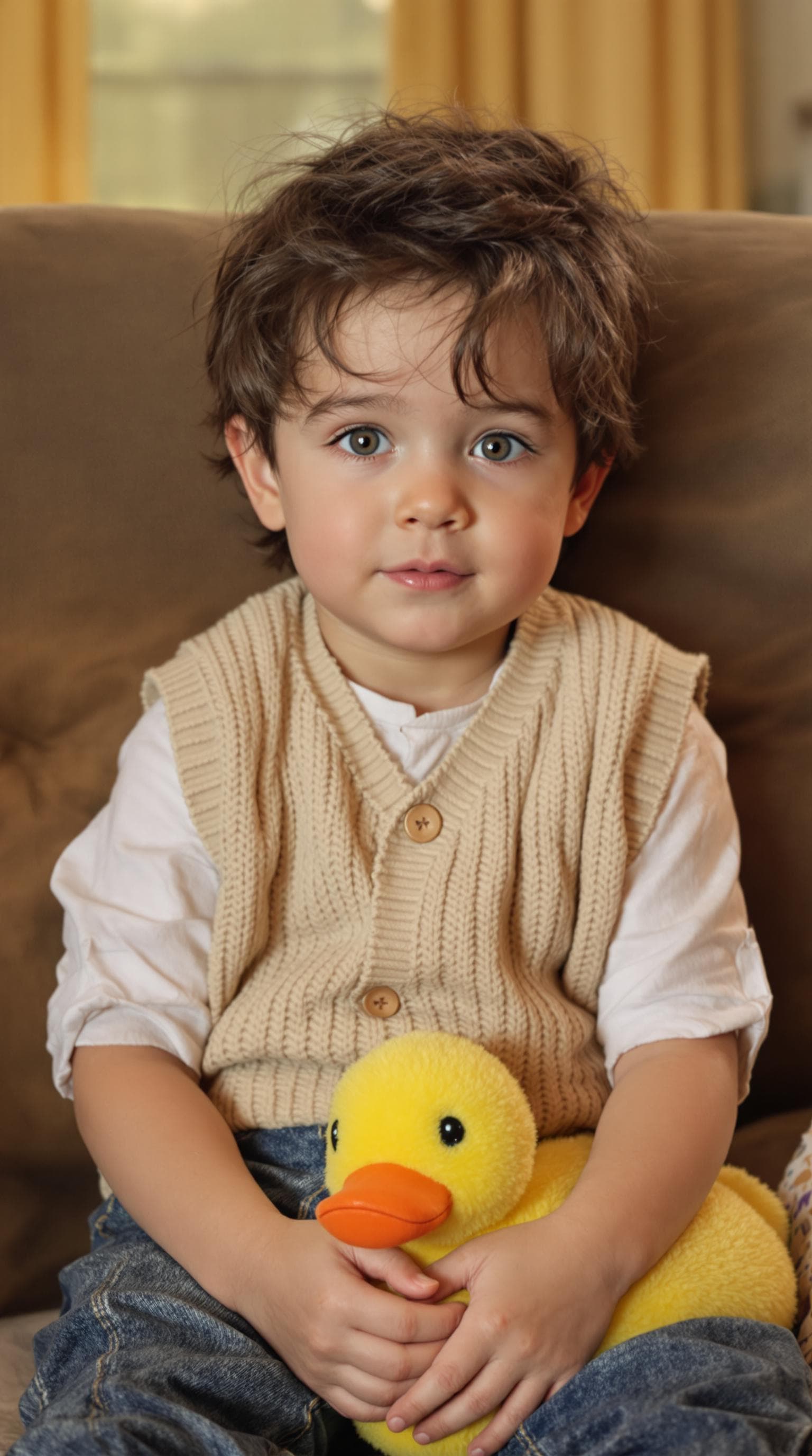 AI generated: A hyper-realistic image of a toddler boy with the facial features of a young Matthew Perry, inspired...