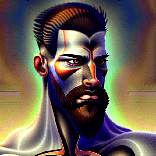AI generated: portrait of a bearded man with hazel eyes, hazel colored eyes, handsome, muscular, intricate, elegan...