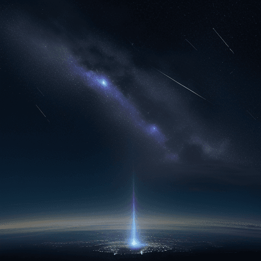 AI generated: meteor rain fictician, sky view


