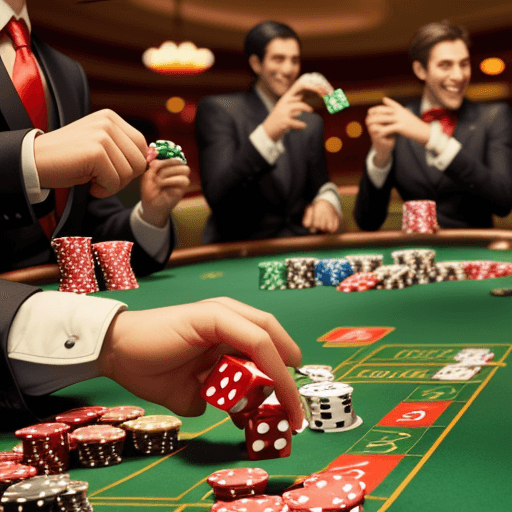 AI generated: A monkeys throwing 2 dices at a casino table