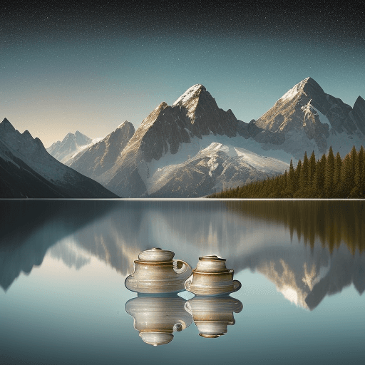 AI generated: Illustration of A crystal-clear mountain lake reflecting the surrounding scenery. Panning shot, Spac...