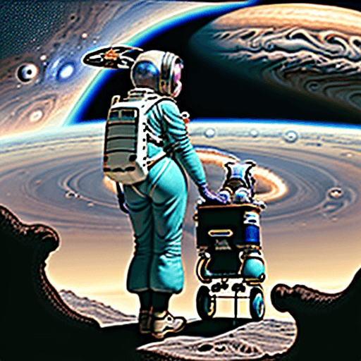 AI generated: Grandma Gertie, a spunky octogenarian from Earth, finds herself on a whirlwind adventure on Jupiter ...