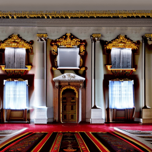 AI generated: High resolution photography scenic design,presidential palace,very majestic,middle of forest,side by...