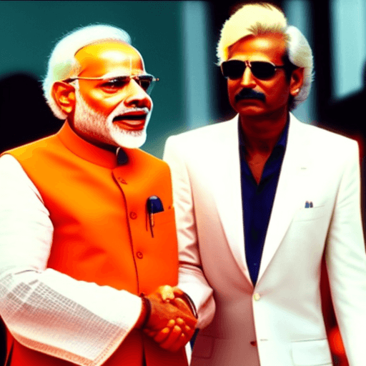 AI generated: Narendra modi in 80s Miami Style --ar 9:16