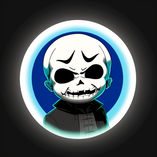 AI generated: picture in circle, sans from undertale on a party