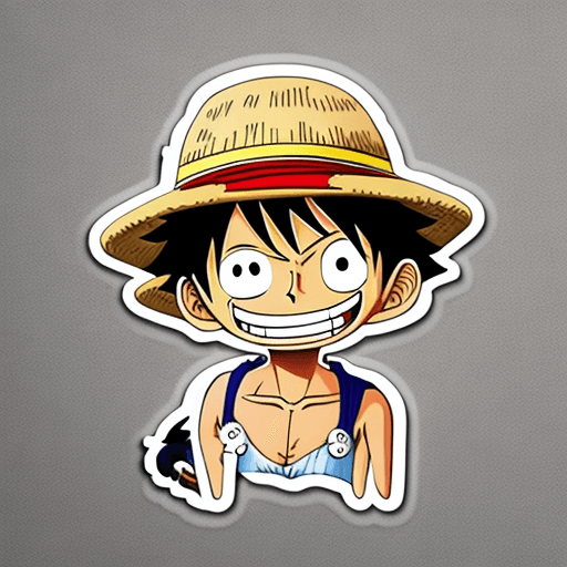 AI generated: a sticker of Monkey D. Luffy from one piece, straw hat, smirk smile, anime style, minimalist design ...