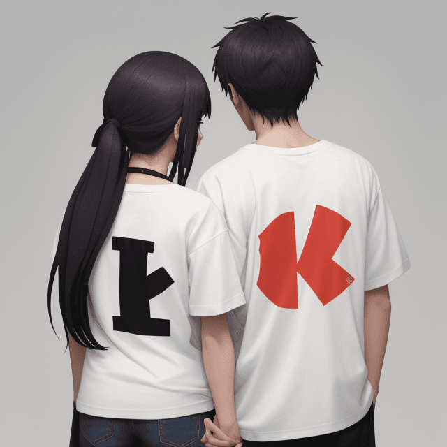 AI generated: Certainly! Here's a prompt in English for a young anime couple seen from the back, with a large lett...