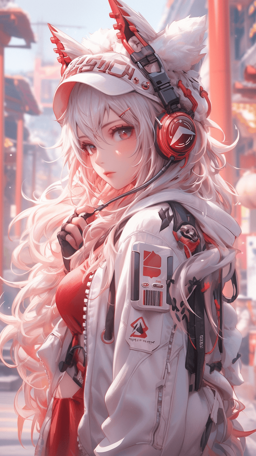 AI generated: anime, anime art, anime girl, american anime, c, in the style of light red and silver, realistic and...