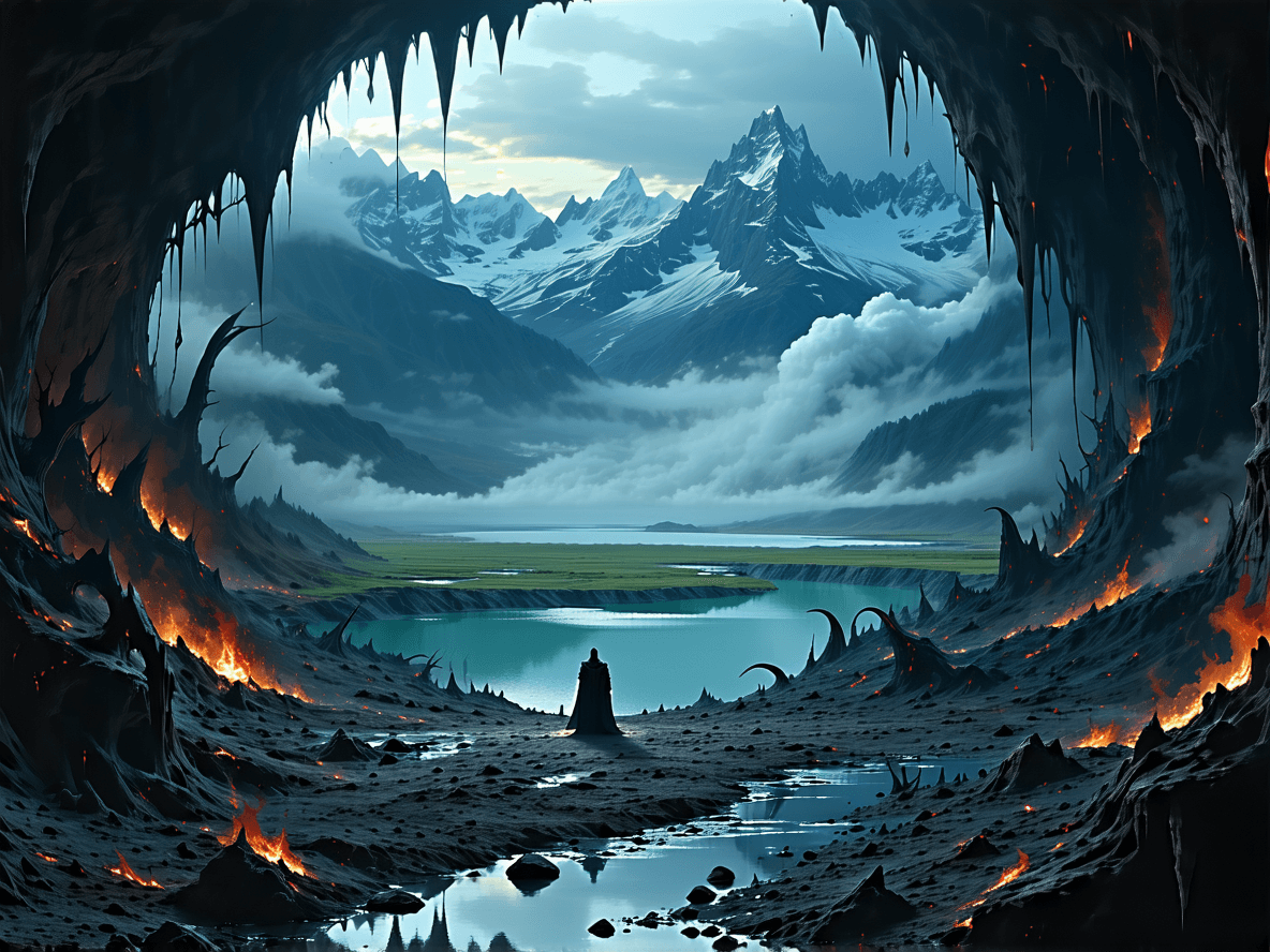 AI generated: Fear the Poison of Unknowing. The warrior known as the Poisoned One stands in the entrance of the ev...