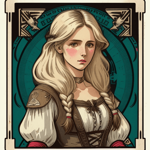 AI generated: illustration of a [white woman] with [half light blonde and half dark brown hair]. [Her hair is shou...