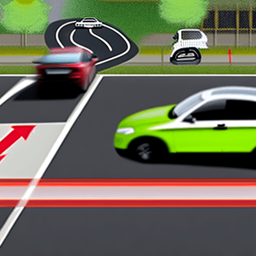 AI generated: A car approaches an intersection at moderate speed as a cyclist crosses from the side. The vehicle's...