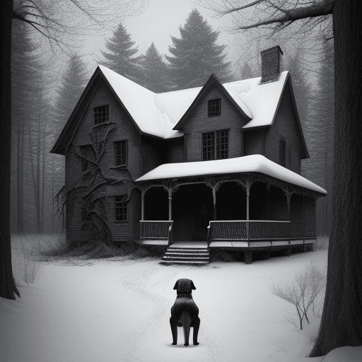 AI generated: "Welcome To The Mystically Beautiful World Of Your Nightmares snowy woods , old house , slenderman f...