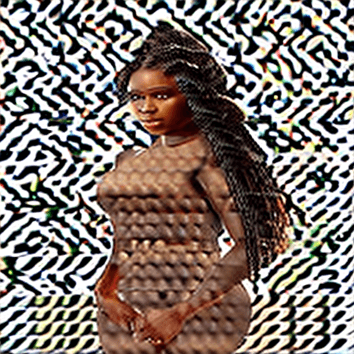 AI generated: Beautiful African American woman with long braided hair wearing Sheer Mesh One Piece Bodysuit. Hyper...