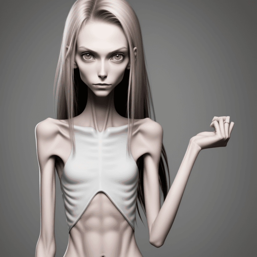 AI generated: extreme beautiful skinny
 slender face of skinny (almost anorexic) girl
