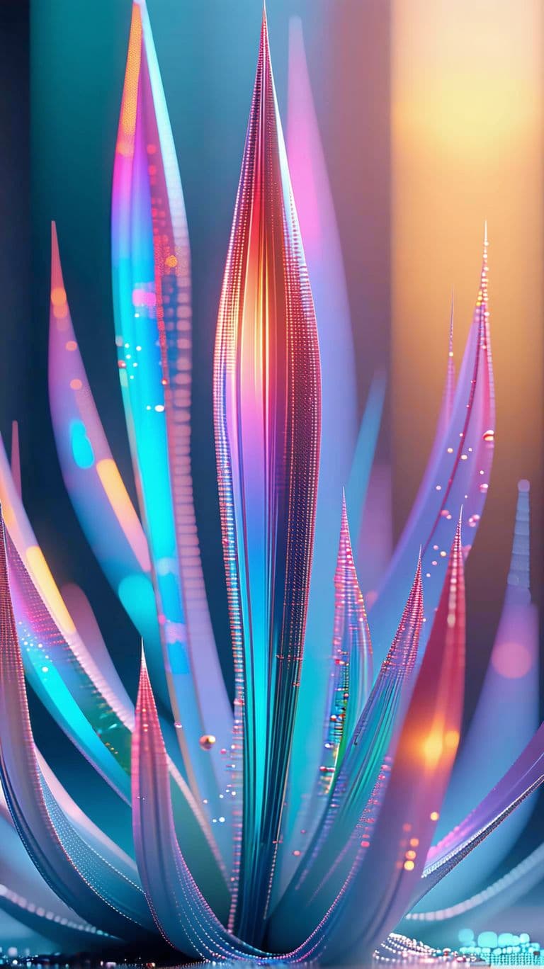 AI generated: a close up of a spike of spikes with transparent color, in the style of vray tracing, molecular, twi...
