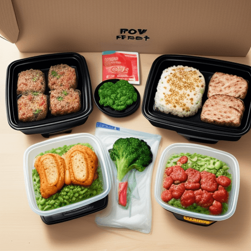 AI generated: Photo of a meal prep subscription box with the brand name "Power Plate"