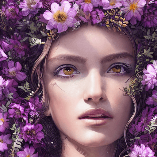 AI generated: hyperrealistic full length portrait of gorgeous goddess | standing in field full of flowers | detail...