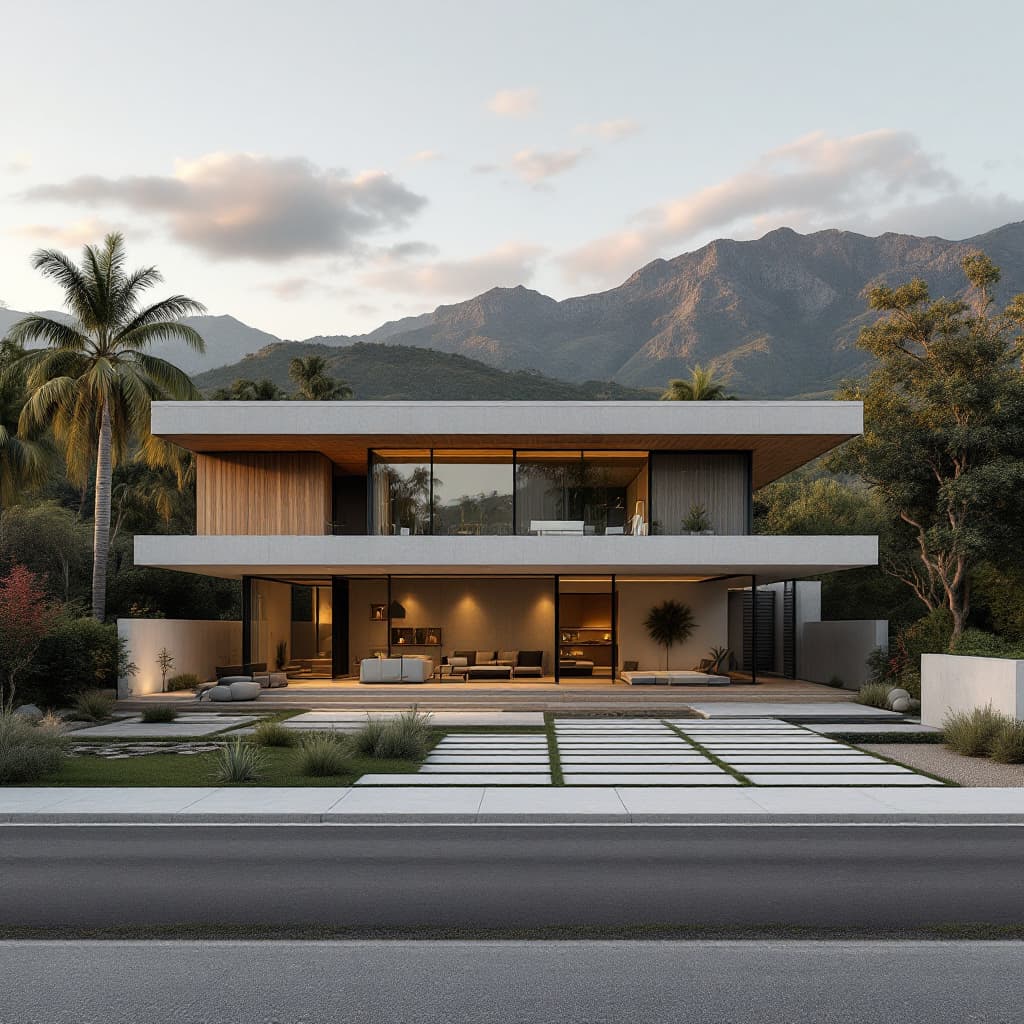 AI generated: vista frontal de un terreno vacío que se transforma gradualmente en una sola casa pequeña de diseño ...