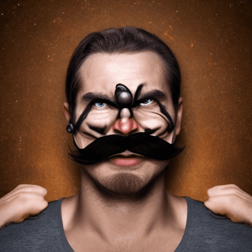 AI generated: Hyper realistic 
The incredible face of a man with a mustache, he yells, his eyes are red with rage,...