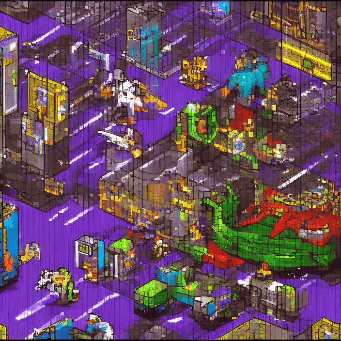 AI generated: pixel art cyberpunk video game, 36 bit video game, highly detailed, 8k