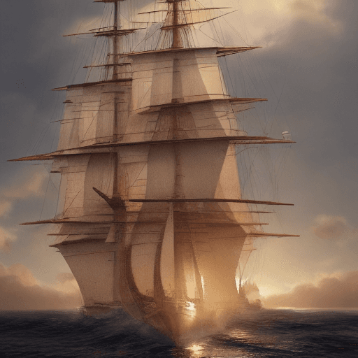 AI generated: Photo of a ultra realistic sailing ship, dramatic light, pale sunrise, cinematic lighting, battered,...