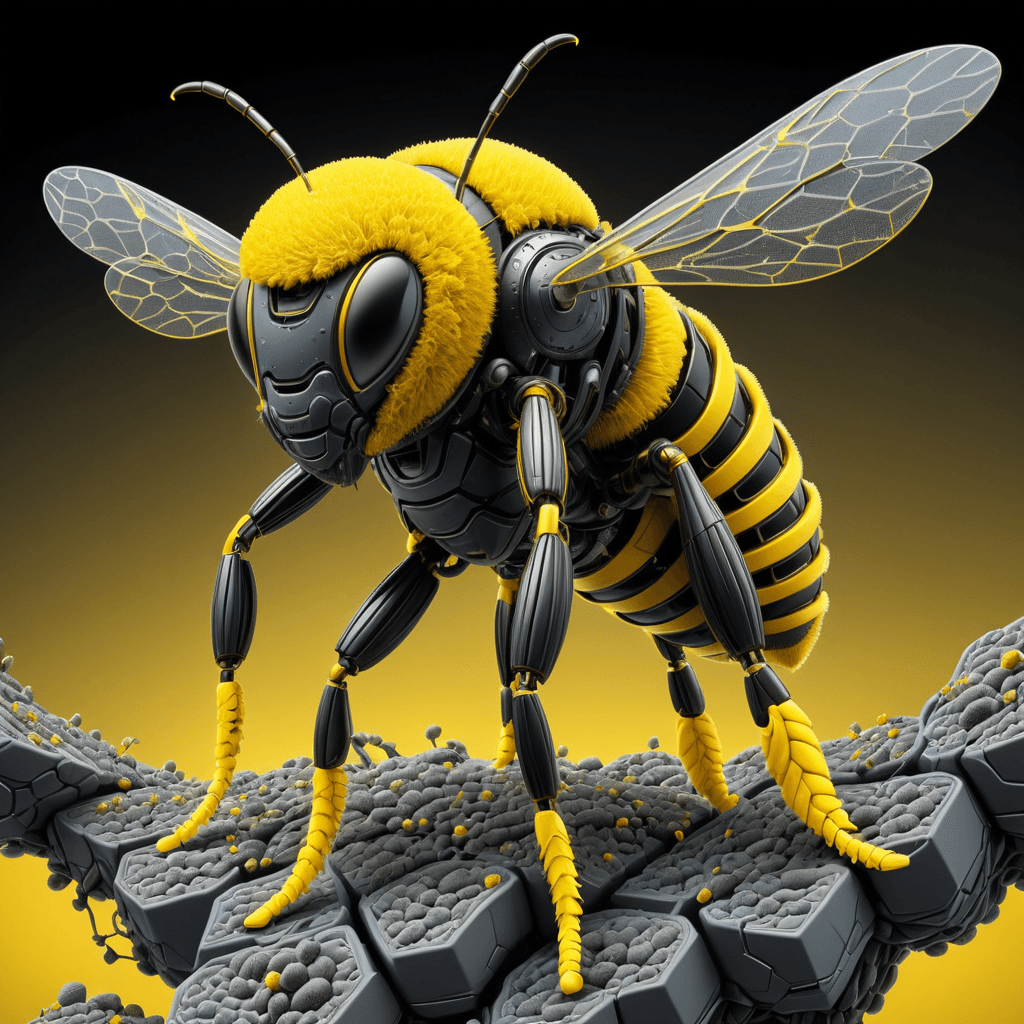 AI generated: cyber Bee, highly detailed mattepainting in a microscopic surface, style of grid electron microscope...