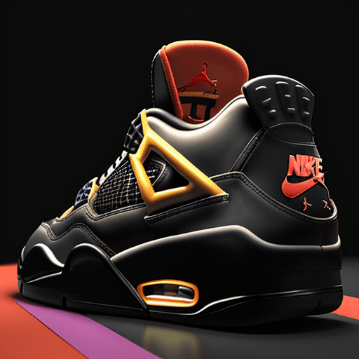 AI generated: **sneakers in the style of Nike jordan 4 made of dried fruit, black thick and round leather patch pl...