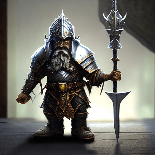 AI generated: dwarf, swinging halberd,full body armor with helmet,, ultra-detailed, cinematic, perfect, epic, mode...