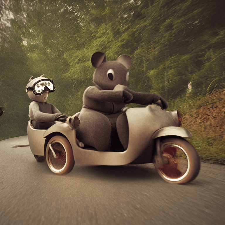 AI generated: cinematic film still award winning photo, style beatrix potter, two grey mice, both wearing open fac...