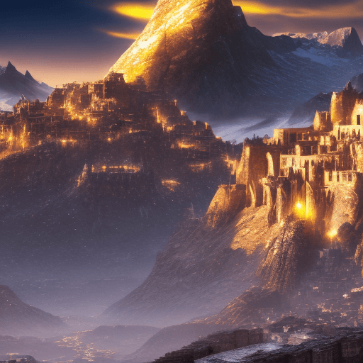 AI generated: an ancient beautiful city with lots beautiful lights ultra high resolution  built on a gorgeous very...