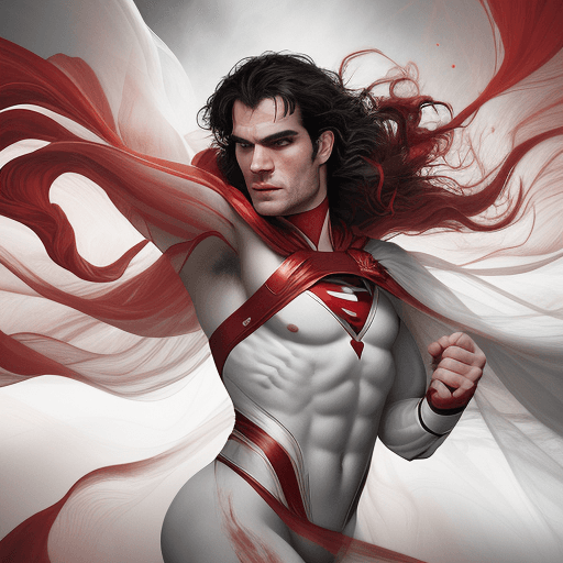AI generated: Henry cavill, that is his mouth, in the style of vibrant, high-energy imagery, white and red, messy,...